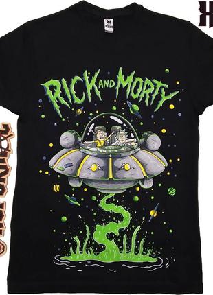 Футболка рик и морти "space adventure" (rick and morty), черная, размер xxl