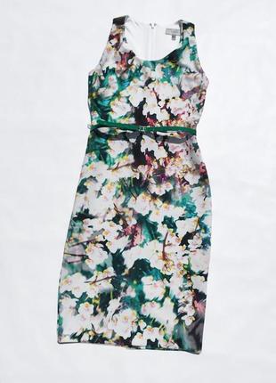 Цветочное плотное платье с поясом coast