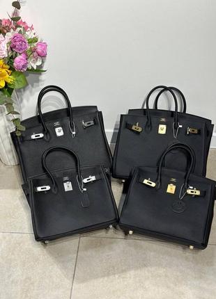 Сумка кожаная черная в стиле hermes birkin