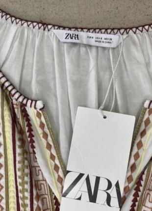 Шикарное платье миди с вышивкой хлопок zara9 фото