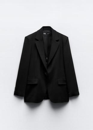 Чорний піджак  та внутрішнім жилетом zara | 9260/296  розмір s оверсайз1 фото