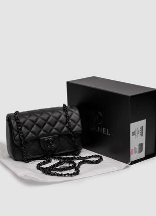 Классическая женская сумка chanel брендована шанель черная мягкая натуральная кожа, черна цепочка ю, хит продаж2 фото