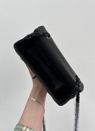 Классическая женская сумка chanel брендована шанель черная мягкая натуральная кожа, черна цепочка ю, хит продаж9 фото