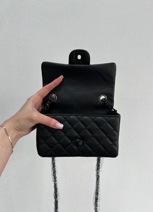 Классическая женская сумка chanel брендована шанель черная мягкая натуральная кожа, черна цепочка ю, хит продаж10 фото
