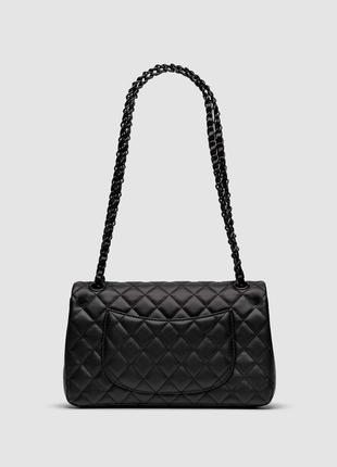 Классическая женская сумка chanel брендована шанель черная мягкая натуральная кожа, черна цепочка ю, хит продаж7 фото