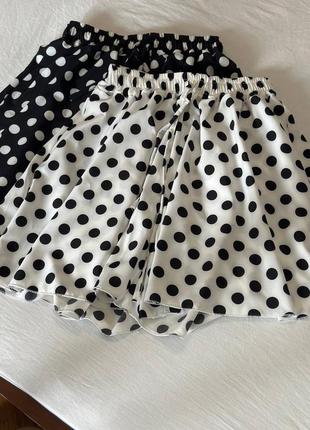 Спідниця-шорти юбка міні в горох горошок2 фото