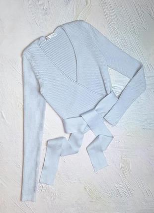 💝2+1=4 фирменный нежно-голубой женский свитер zara, размер 44 - 462 фото