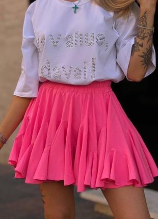 Пишна спідниця- шорти софт міні молодіжна юбка трендова