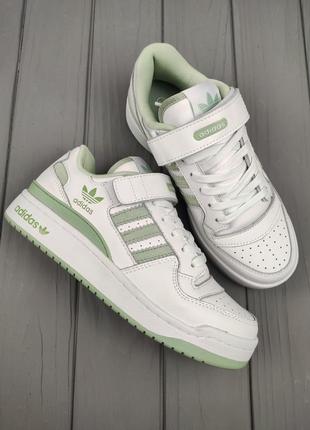 Кросівки жіночі підліткові adidas forum low white mint