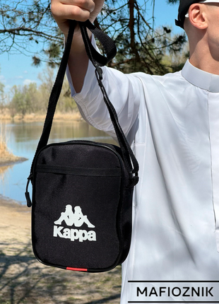 Сумка kappa чорного кольору / чоловіча спортивна сумка через плече капа / барсетка kappa