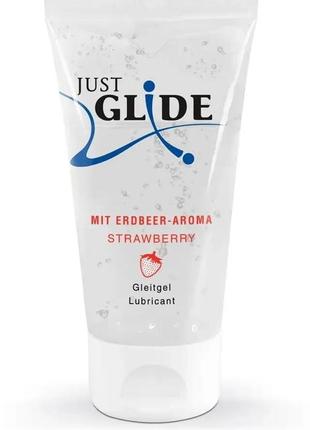 Гель-лубрикант для сексу полуничний just glide — strawberry 50 ml