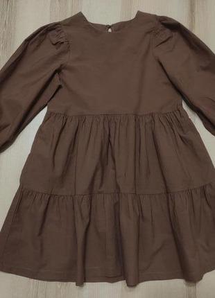 Красивое легкое платье из коттона, платьеце пышное с длинным рукавом на 9-11 лет2 фото