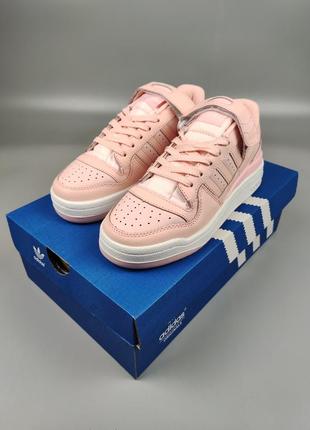 Кроссовки женские подростковые adidas forum low pink at home