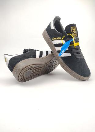 Мужские кроссовки adidas münchen black white4 фото