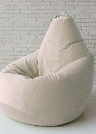 Бескаркасное кресло мешок груша с внутренним чехлом coolki велюр бежевый xxxl140x110