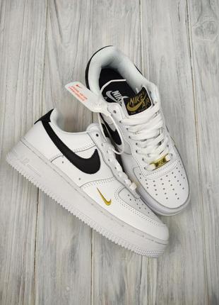 Кроссовки nike air force 1 low white black gold