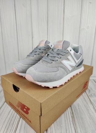 Кроссовки new balance 574 l.gray pink