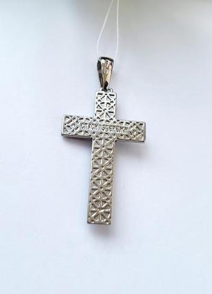 Серебряный прямой крестик крест с распятием серебро 925 пробы родированное 89099 6.33г