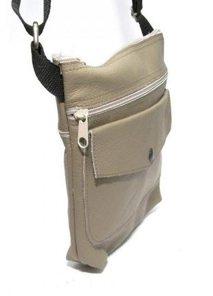 Кожаная сумка на плечо gofin светло-бежевая (smk-20023) (bbx)3 фото