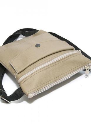 Кожаная сумка на плечо gofin светло-бежевая (smk-20023) (bbx)4 фото