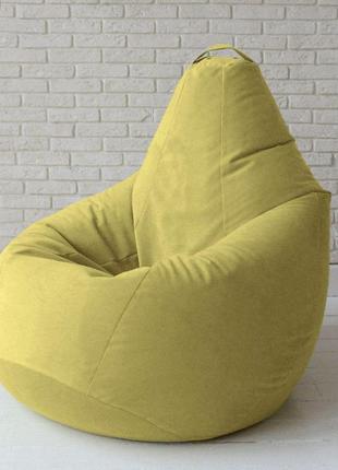 Безкаркасне крісло мішок груша з внутрішнім чохлом coolki велюр жовтий xl105x85