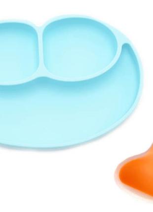 Набор силиконовый половник 21 х 6.5 см оранжевый и силиконовая тарелка коврик 22 х 15 см голубой (vol-982)