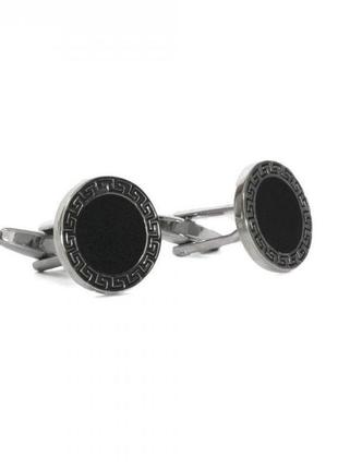 Запонки handmade круглые черные с обводкой (zph-1076)