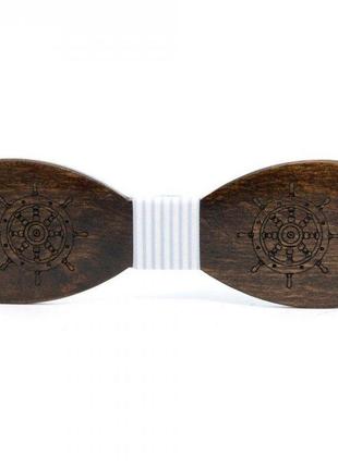 Морская деревянная галстук бабочка gofin штурвал темная gbdh-8248