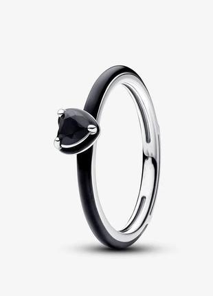 Кільце каблучка перстень колечко чорне серце у стилі пандора pandora s925 проби срібло