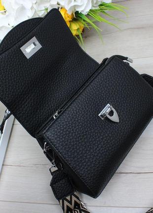 Женская стильная и качественная сумка из эко кожи черная5 фото