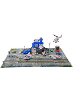 Игрушечный аэропорт peng rong самолеты, вертолет, машины спецслужб p944-a