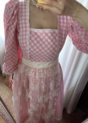 Волшебное винтажное платье в клетку с сердечками8 фото