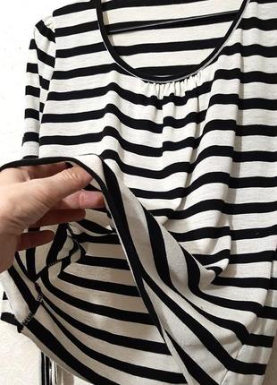 Blind date франція футболка в смужку біла-молочна/чорна кофточка рукава з зав'язкою жіноча літо s-m4 фото