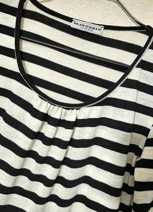 Blind date франція футболка в смужку біла-молочна/чорна кофточка рукава з зав'язкою жіноча літо s-m8 фото