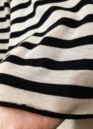 Blind date франція футболка в смужку біла-молочна/чорна кофточка рукава з зав'язкою жіноча літо s-m7 фото