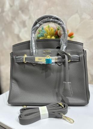 Жіноча сумка сірого кольору в стилі hermes