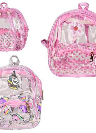 Рюкзак прозрачный star toys 24см розовый, карман, рисунок bg3741