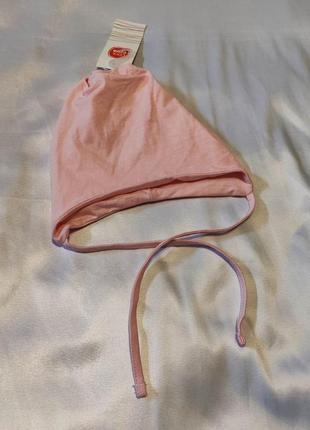 Хлопковая демисезонная розовая шапочка 48-50 см