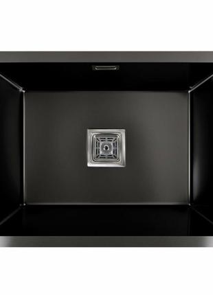Кухонна мийка platinum handmade pvd 58*43 чорна монтаж під столешню hsb (квадратний сифон 3,0/1,0)