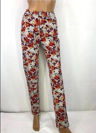 1+1=3 стильные зауженные узкие джинсы скинни в цветочный принт esmara, размер 46 - 48