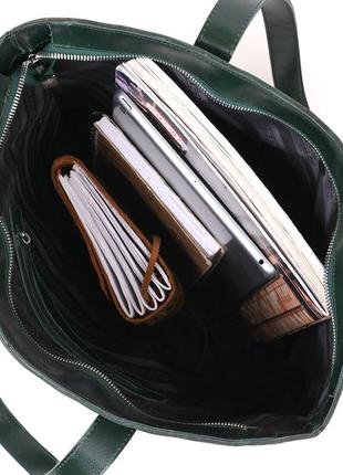 Кожаная женская сумка-шоппер shvigel 16367 зеленый6 фото