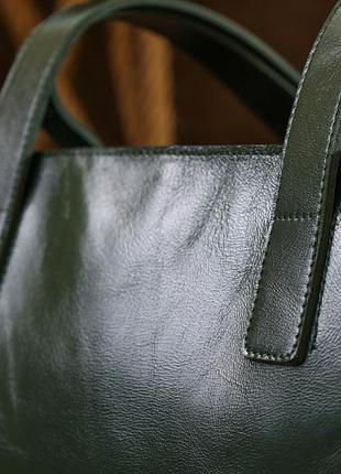 Кожаная женская сумка-шоппер shvigel 16367 зеленый9 фото