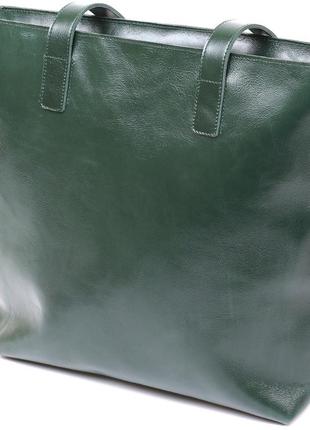 Кожаная женская сумка-шоппер shvigel 16367 зеленый2 фото