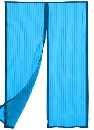 Дверная антимоскитная сетка на магнитах 210х100см  голубая