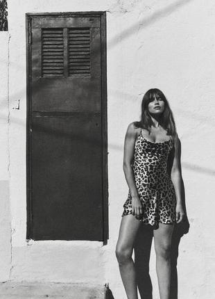 Коротка сукня леопардова атласна zara new4 фото