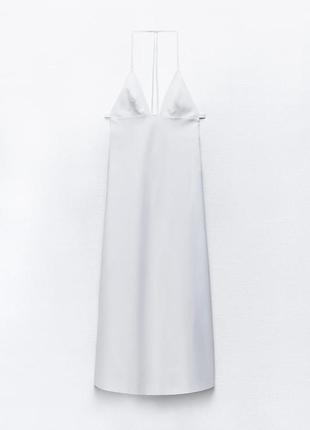 Габардиновое белое платье миди zara new5 фото