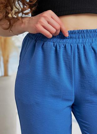 Летние женские прямые брюки, штаны на резинке черные 42-44, 44-46, 46-485 фото