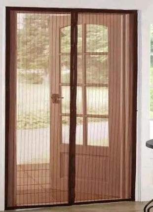 Дверная антимоскитная сетка на магнитах 210х100см коричневая