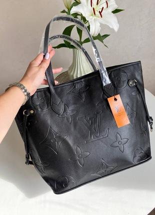 Жіноча сумка шопер екошкіра турція, сумка чорна туреччина жіноча шопер 2 в 1 косметичка, сумка в стилі louis vuitton луї віттон з гаманцем