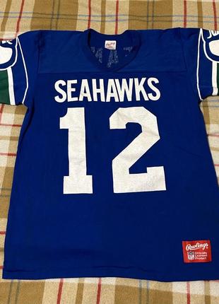 Seattle seahawks vtg 1980s rawlings 12th man fan jersey t shirt m/lg made in usa